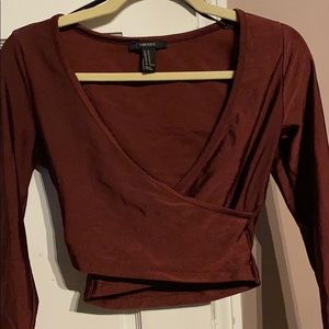 Forever 21 cross front long sleeve crop top